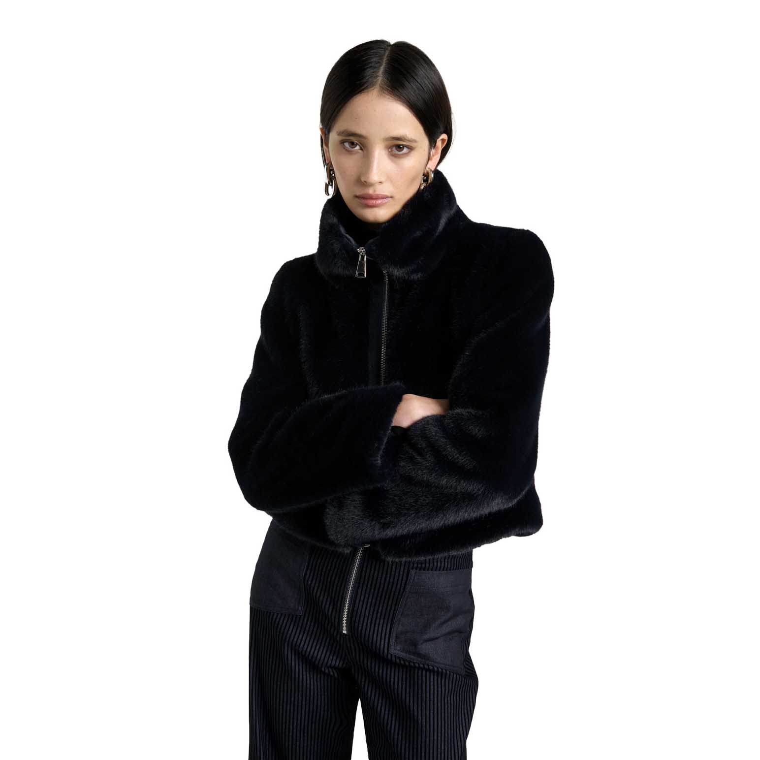 Cue Faux Fur Cropped Jacket
